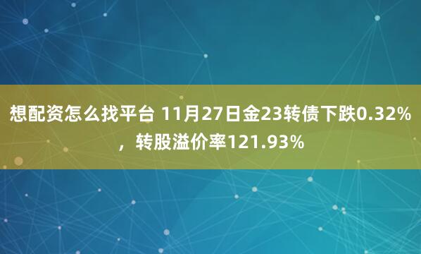 想配资怎么找平台 11月27日金23转债下跌0.32%，转股溢价率121.93%